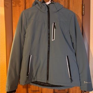 Free Country Women's Hooded Softshell Jacket in Slate Blue-Grey